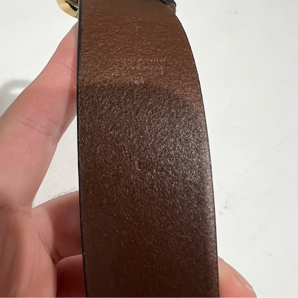 Lauren Ralph Lauren Women's Leather Slide Buckle Belt Size L Brown Brass - Picture 3 of 4